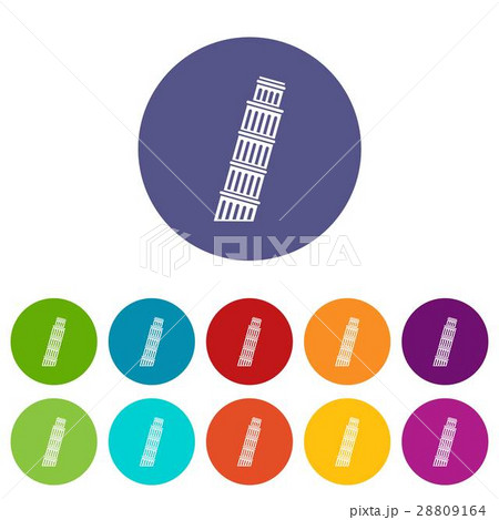 Tower of pisa set icons 28809164