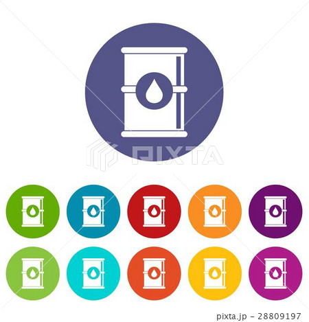 Barrel of oil set icons 28809197