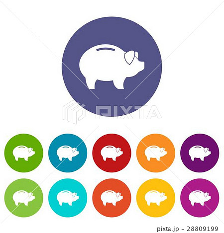 Piggy set icons Piggy set icons 28809199
