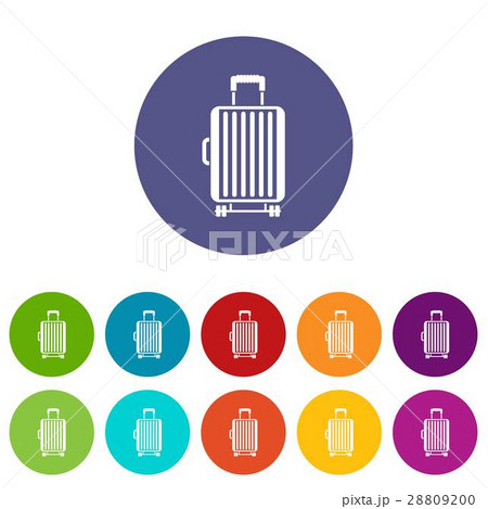 Suitcase on wheels set icons Suitcase on wheels set icons 28809200