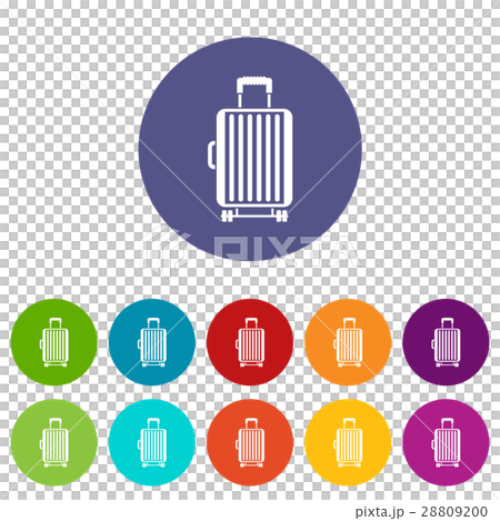 Suitcase on wheels set icons Suitcase on wheels set icons 28809200
