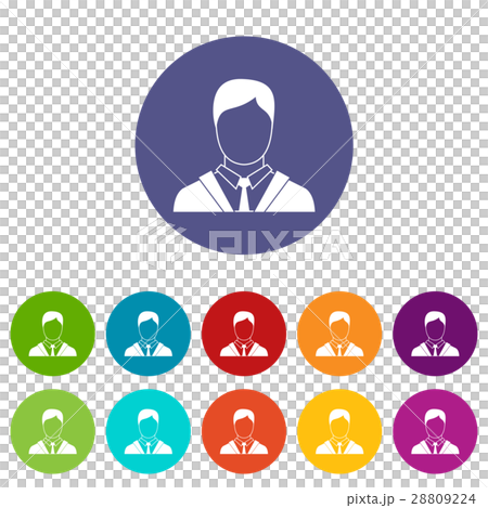 Man in business suit set icons 28809224