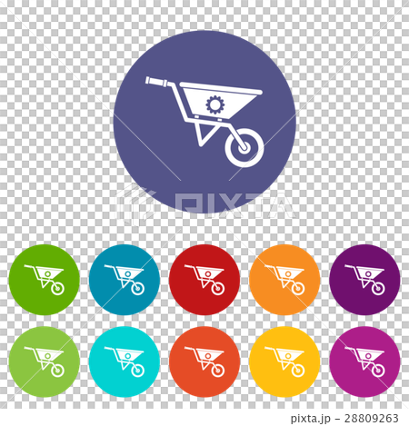 Wheelbarrow set icons 28809263