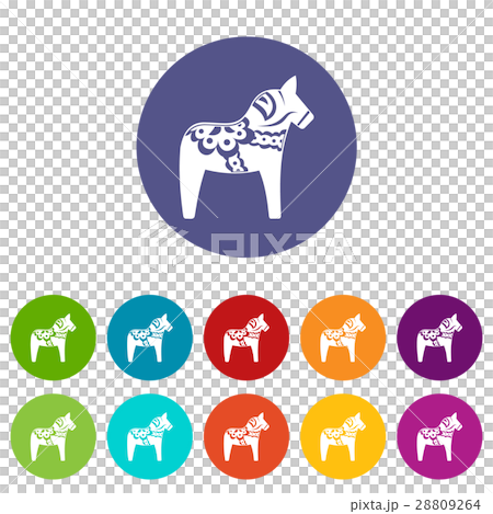 Toy horse set icons Toy horse set icons 28809264