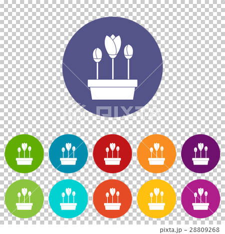Tulips in box set icons Tulips in box set icons 28809268