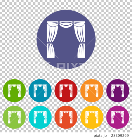 Curtain on stage set icons 28809269