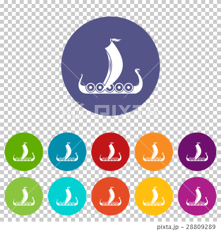 Medieval boat set icons 28809289
