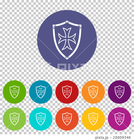 Protective shield set icons 28809346