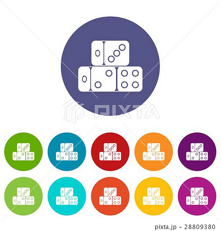Three dice cubes set icons Three dice cubes set icons 28809380