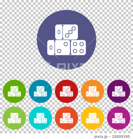 Three dice cubes set icons Three dice cubes set icons 28809380