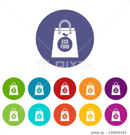 Eco food bag set icons 28809383