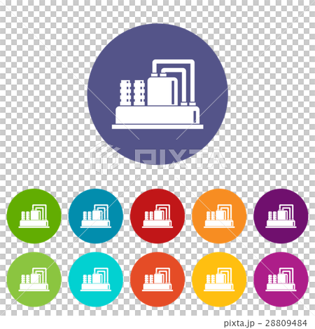 Equipment for production oil set icons 28809484