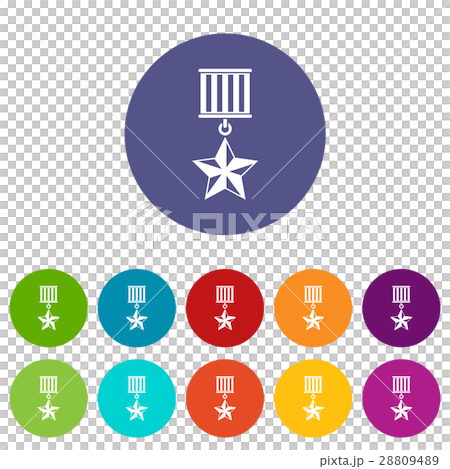 Medal star set icons 28809489