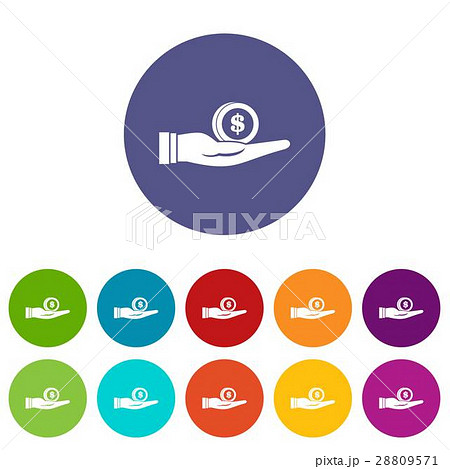 Dollar in hand set icons Dollar in hand set icons 28809571