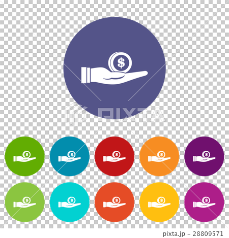 Dollar in hand set icons Dollar in hand set icons 28809571