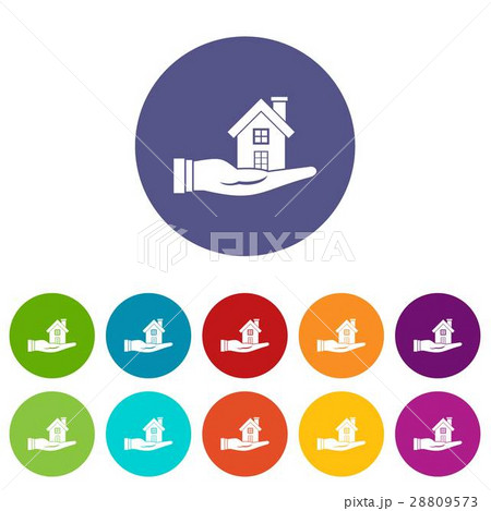 House in hand set icons 28809573