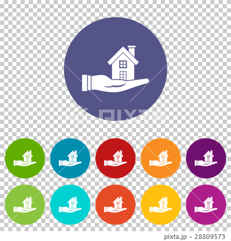 House in hand set icons 28809573