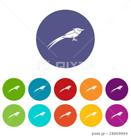 Asian paradise flycatcher set icons 28809904