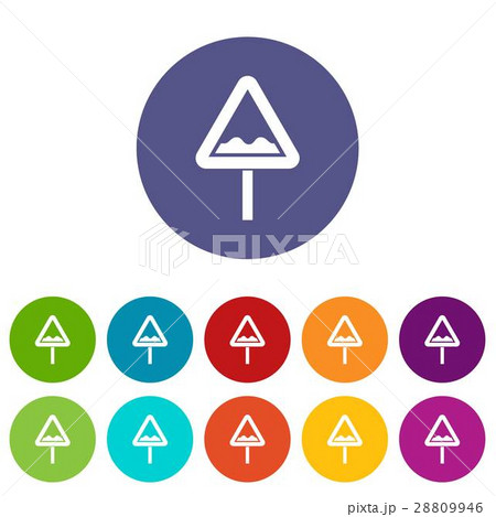 Uneven triangular road sign set icons 28809946