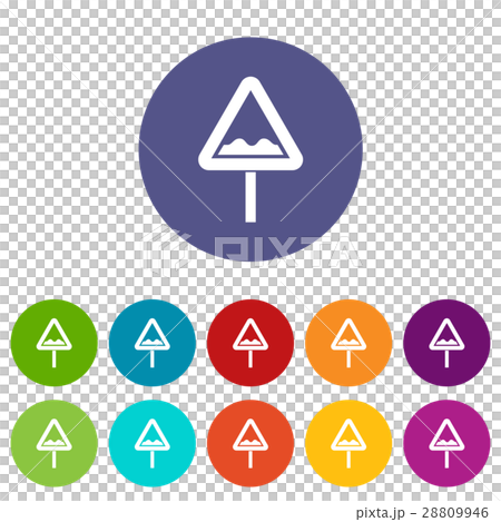 Uneven triangular road sign set icons 28809946