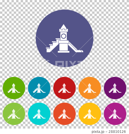 Slider Kids Playground Equipment Set Icons Stock Illustration