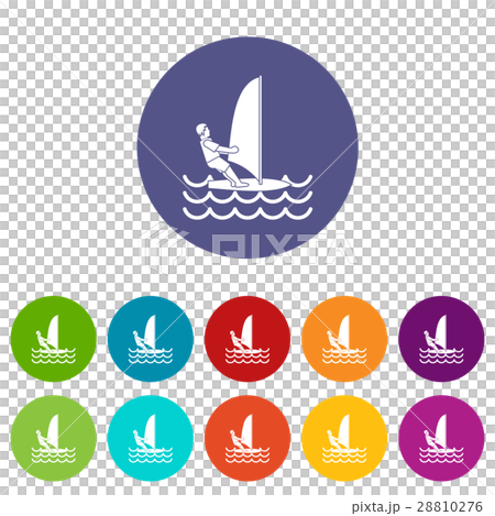 Man on windsurf set icons Man on windsurf set icons 28810276