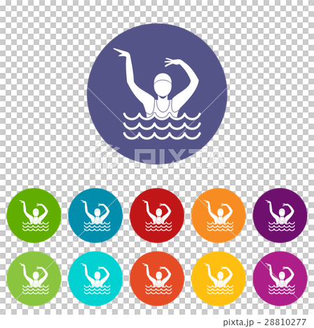 Swimmer in a swimming pool set icons Swimmer in a swimming pool set icons 28810277