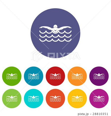 Butterfly swimmer set icons 28810351
