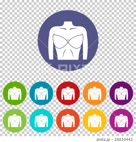 Female breast in a bra set icons Female breast in a bra set icons 28810442