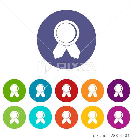 Circle badge wih ribbons set icons 28810481
