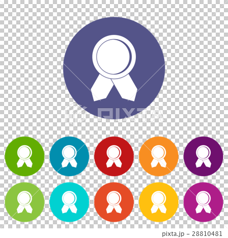 Circle badge wih ribbons set icons 28810481