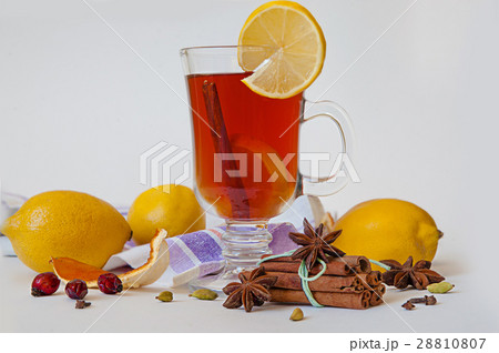 mulled wine in a glass of Irish with lemon mulled wine in a glass of Irish with lemon 28810807