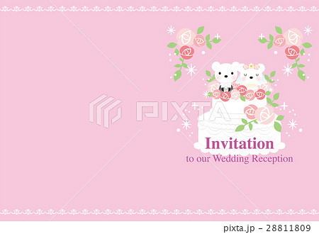 クマの結婚式の招待状（ピンク） 28811809