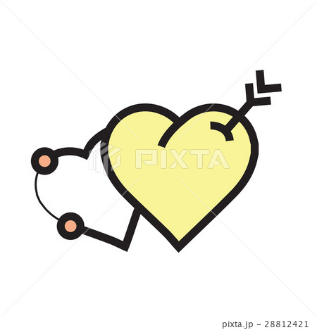 arrow on two heart icon yellow 28812421