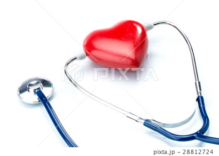 Red heart with stethoscope isolated on white Red heart with stethoscope isolated on white 28812724