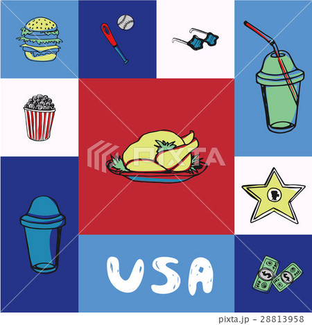 USA Squared Vector Concept with Doodles 28813958