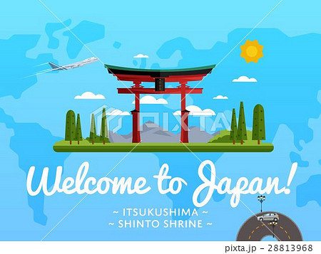 Welcome to Japan poster with famous attraction 28813968