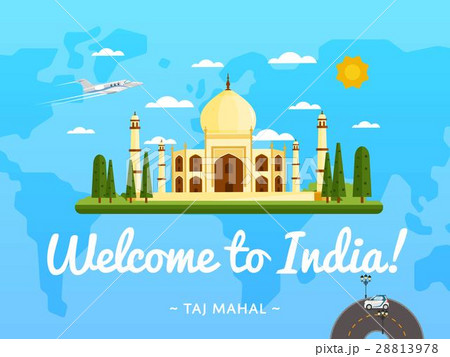 Welcome to India poster with famous attraction 28813978