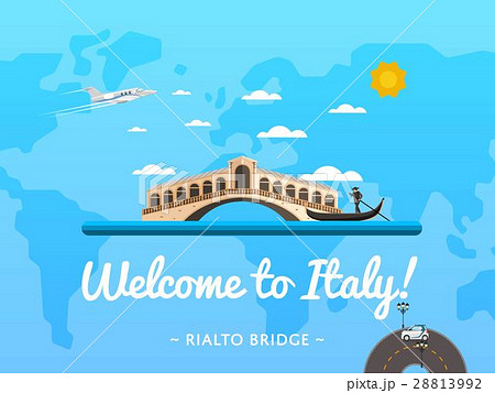Welcome to Italy poster with famous attraction 28813992
