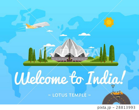 Welcome to India poster with famous attraction Welcome to India poster with famous attraction 28813993