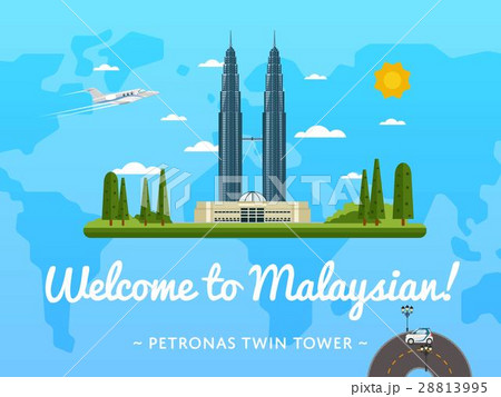 Welcome to Malaysia poster with famous attraction 28813995