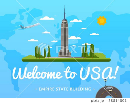 Welcome to USA poster with famous attraction 28814001