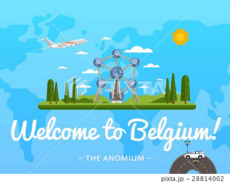 Welcome to Belgium poster with famous attraction 28814002
