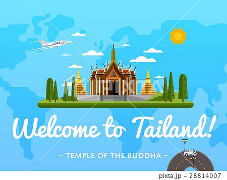 Welcome to Thailand poster with famous attraction Welcome to Thailand poster with famous attraction 28814007