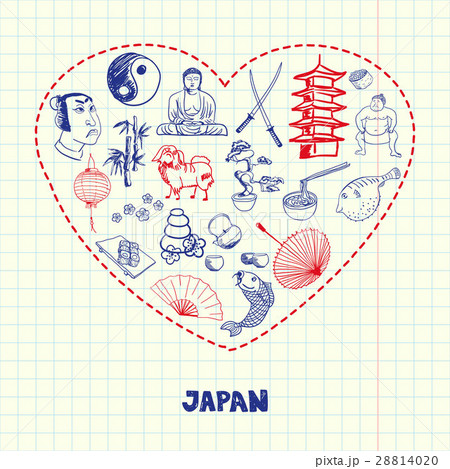 Japan Symbols Pen Drawn Doodles Vector Collection Japan Symbols Pen Drawn Doodles Vector Collection 28814020