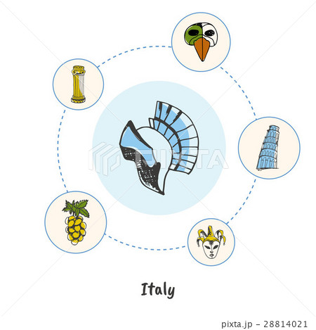 Famous Italian Symbols Doodle Vector Concept 28814021