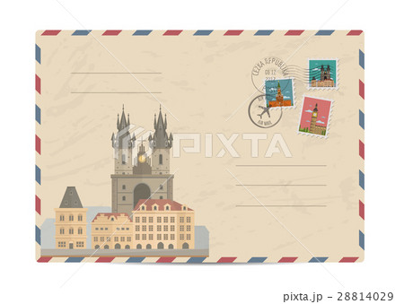 Vintage postal envelope with stamps Vintage postal envelope with stamps 28814029