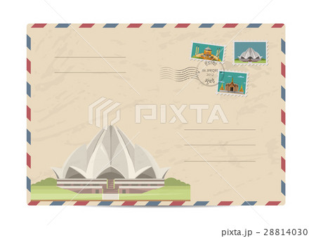 Vintage postal envelope with stamps Vintage postal envelope with stamps 28814030