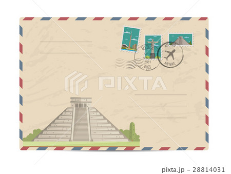 Vintage postal envelope with stamps 28814031