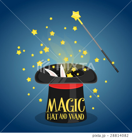 Magic hat and wand with sparkles 28814082